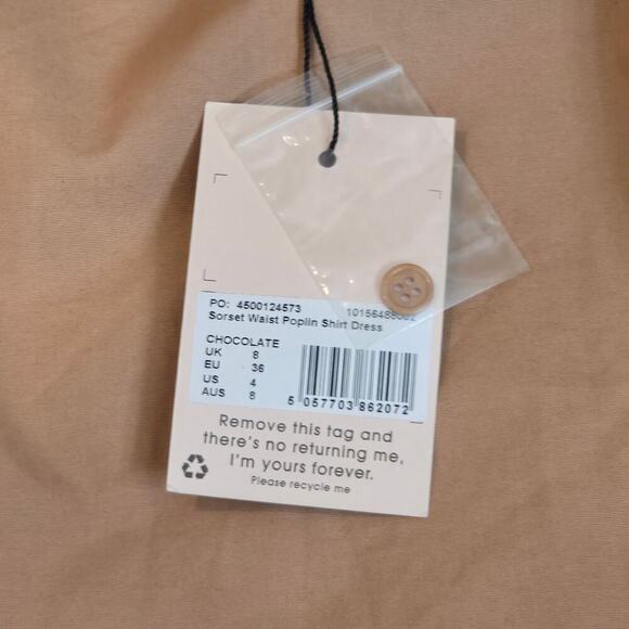 Misguided Sorset Waist Poplin Shirt Button-up Shirt Dress Sz 4 - Picture 9 of 9